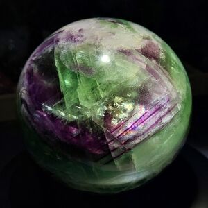 🟢 3lbs 🌈Rainbow Feather Fluorite Sphere Reiki Healing Home Decor
